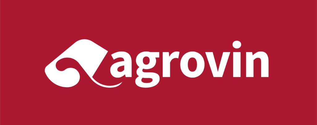 Logotipo principal Agrovin sobre fondo rojo